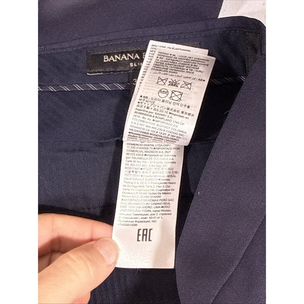 Banana Republic Marzotto Pants Mens Size 31x30 Navy Blue Super 120s Wool Stretch